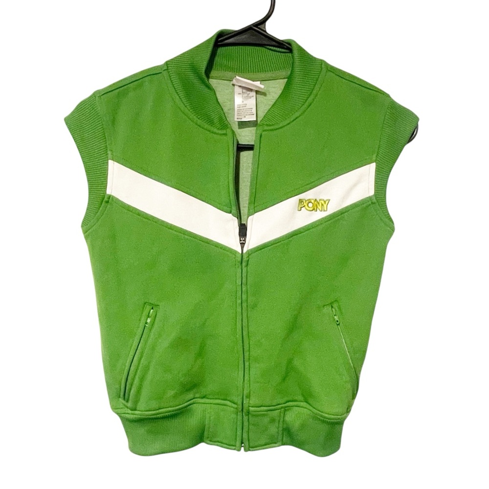Pony Women’s Size Small Green‎ Full Zip Sweatshirt Vest Retro